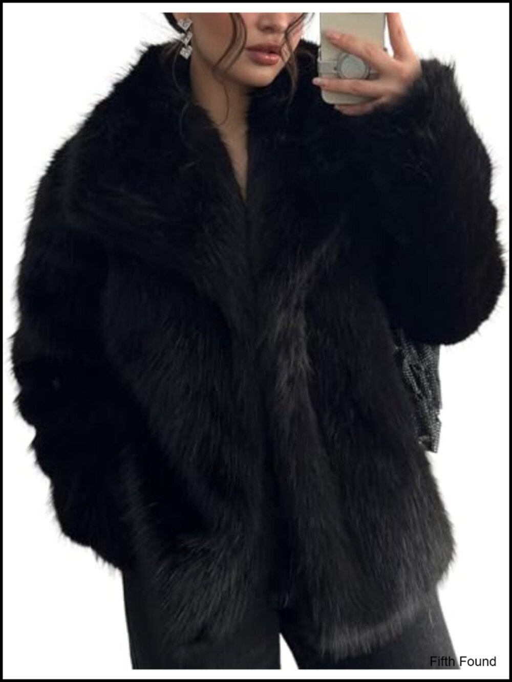 Faux Fur Cropped Fluffy Shaggy Jacket Snap Button Pockets